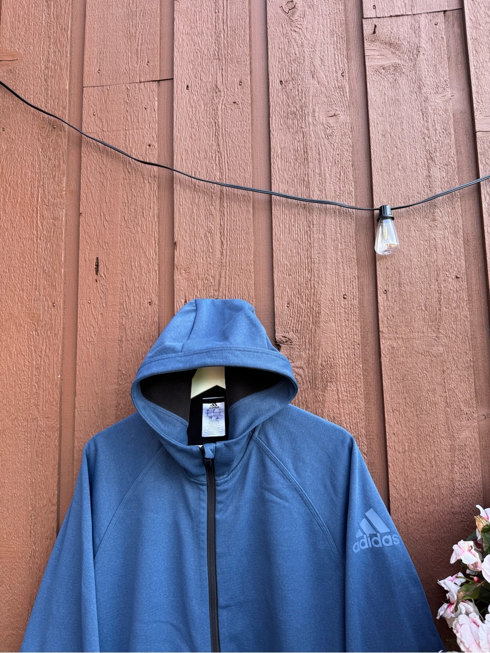 adidas Navy Blue Hooded Zip-Up Sweatshirt